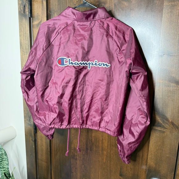 Vintage Champion Women's Burgundy Bomber Jacket size S oversized cropped - Picture 11 of 14